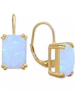 Orecchini a cerchio con Leverback opale coltivati in laboratorio (9 ct. T. w.) in argento Sterling placcato oro 14k | Macacy's - Product Image 1