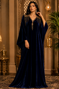 Abaya de Terciopelo Talla Grande, Abierta por Delante, Vestido Kaftán Musulmán, Estilo Kimono Islámico Modesto, Largo hasta el Suelo, con Bordado, para Adultos - Product Image 3