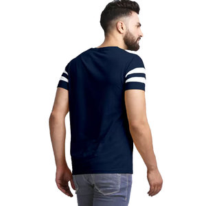 เสื้อยืดคอกลมแขนสั้นลายทางสีฟ้าอ่อนสำหรับผู้ชาย ทรงลำลอง - Product Image 6