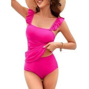 Maillot de bain deux pièces floral taille haute pour femme 2025 avec contrôle du ventre, bikinis rembourrés froncés et tenues de plage - Product Image 1