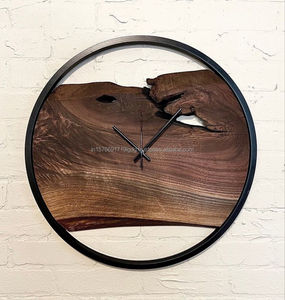 Natural Live Edge <b>Wooden</b> <b>Wall</b> <b>Clock</b>, Rustic Country Home Decor, Handmade Statement <b>Clock</b>, Wood <b>Wall</b> Art, Metal Frame - Product Image 4