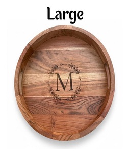 Bandeja Redonda de Madera de Acacia de Primera Calidad, Fabricada en India, para Servir Comida en Bodas y Restaurantes, Decorativa - Product Image 1