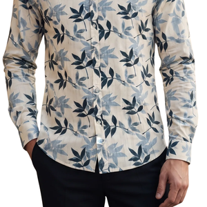 Camisa de Manga Larga para Hombre, Teñida con Hilo Azul Marino, Corte Slim Fit, Casual, Ecológica, de Secado Rápido, para Vacaciones de Verano, Uso Diario Elegante - Product Image 5