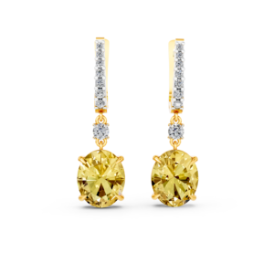 Pendientes de Oro Sólido de 14K, 9K, 10K y 18K con Diamante Amarillo de Laboratorio de 8 Quilates, Certificado IGI, Fabricante de Joyería Fina Ética, Venta al por Mayor, RJC, OEM, ODM - Product Image 2