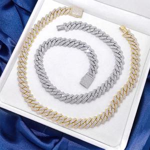 Cadena Cubana de Alta Gama de 10 mm con Moissanita VVS, Collar de Plata de Ley 925 Estilo Diamante para Hombre y Mujer - Product Image 1
