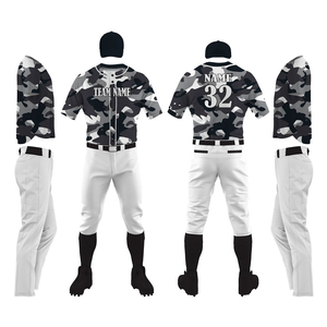 Uniforme de béisbol de camuflaje para hombre con pantalones blancos, poliéster transpirable, talla para adultos, nombre y número personalizados - Product Image 1