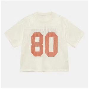 Camiseta de Fútbol Americano Retro Personalizada, Estilo Oversize, Cuello Redondo, Malla de Poliéster, Estilo Urbano Vintage para Verano - Product Image 2