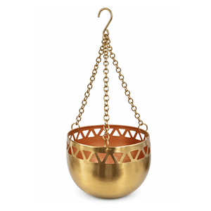Jardinière suspendue en métal avec motif ajouré, pot de fleurs décoratif en métal, jardinière artistique à découpes pour l'intérieur - Product Image 1