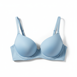 Premium RINGMODE GEARS Seamless Light <b>Blue</b> <b>Bra</b> Solid Minimalist Everyday Comfort Lingerie Medium Support for Fitness Front - Product Image 1