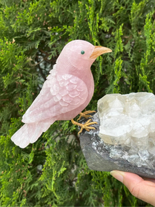 Escultura de Pájaro de Cuarzo Rosa Natural con Picos de Calcita y Cristal de Apofilita, Decoración, Proveedor Mayorista OEM ODM - Product Image 6
