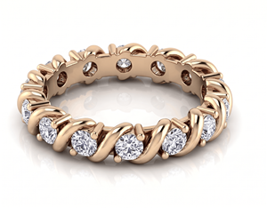 Bague d'éternité en diamant, taille brillant rond, bijoux fins classiques, bague de fiançailles - Product Image 5