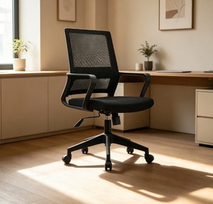 Modern Minimalist Stainless Steel <b>Office</b> <b>Chair</b> Ergonomic Swivel Base Adjustable Armrests Solid Back Manual Adjustment - Product Image 1