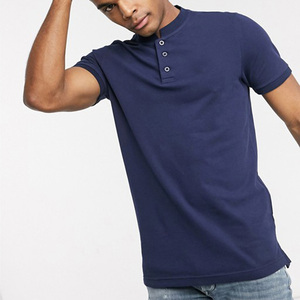 Men's Solid <b>Navy</b> Blue Short Sleeve Knitted Cotton <b>Polo</b> <b>Shirt</b> Casual Style Breathable Regular Fit - Product Image 5