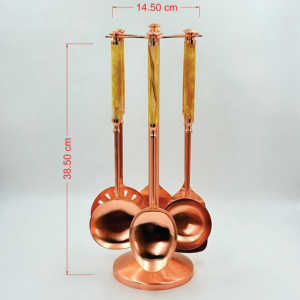 High Quality <b>Copper</b> Finish Stainless Steel Kitchenware Set With Set Of 6 With Resin <b>Handle</b> Use For Kitchen In Low Price In India - Product Image 6