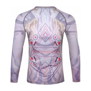 Unisex Full Long Sleeve BJJ MMA Rash Guard Custom Sublimation Sports Fitness <b>Base</b> <b>Layer</b> Shirts OEM <b>Men's</b> Sublimated rashguards - Product Image 4