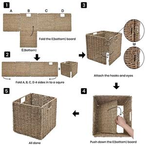 Foldable <b>square</b> seagrass <b>basket</b> Handmade Storage <b>Basket</b> Wholesale eco-friendly Made in Vietnam - Product Image 3