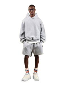Heather Grey Heavyweight <b>Hoodies</b> <b>Men</b> 450GSM Thick <b>Fleece</b> Pullover Warm Winter Streetwear Outerwear Custom Logo Wholesale - Product Image 4