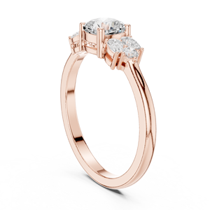 Anillo de compromiso de oro rosa con diamante de corte cojín y piedras laterales en forma de pera, anillo nupcial de inspiración vintage para mujer - Product Image 2