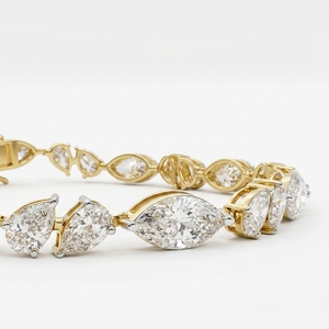 สร้อยข้อมือเพชรทรงหยดน้ำและทรงมาร์คีส์ 11.57 กะรัต ทองคำขาว 14K เพชรเลี้ยงในห้องปฏิบัติการ สำหรับผู้หญิง เครื่องประดับชั้นดี - Product Image 3