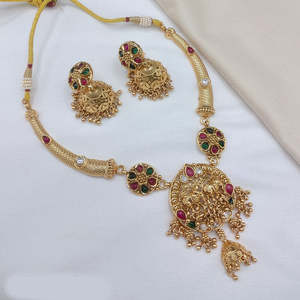 Designer <b>Gold</b>-Plated Pota Stone & Pearl Necklace <b>Set</b> for Women Traditional Fashion Jewelry-10575293DP - Product Image 1