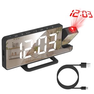 Réveil numérique LED avec 6 niveaux de luminosité, miroir de 7,7 pouces et double alarme, fonction snooze, horloge de table intelligente à projection - Product Image 1