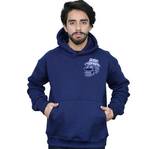 Sudadera con Capucha Unisex, Azul Oscuro, Diseño de Calavera en la Espalda, Corte Regular, Informal, Transpirable, para Otoño, 100% Algodón, FRENCH TERRY - Product Image 2