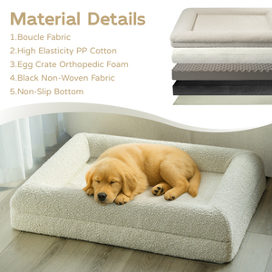 Cama ortopédica para perros de primera calidad con funda Boucle extraíble lavable a máquina y sofá antideslizante para mascotas - Product Image 6