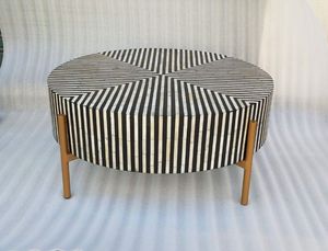 Modern Bone Inlay Center <b>Table</b> Handmade Decorative <b>Coffee</b> <b>Table</b> with <b>Black</b> and White Resin Inlay for Luxury Interiors - Product Image 3