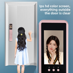 Serrure de porte intelligente avec caméra œil de chat 4,5 pouces, déverrouillage à distance via application, reconnaissance faciale/empreintes digitales, processus de gravure de précision, finition anodisée moderne, Cloud - Product Image 2