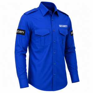 Chemise d'uniforme de gardien de sécurité à manches longues, bleue, en polyester et coton, pour hommes, toutes saisons, vêtements de travail, uniforme de bureau, chemises à manches longues - Product Image 3