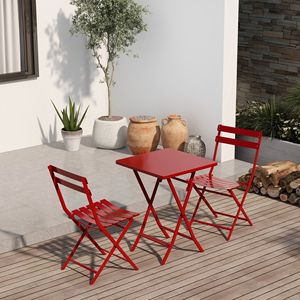 Set da bistrot rosso da 3 pezzi con tavolo quadrato pieghevole e comode sedie - Product Image 5