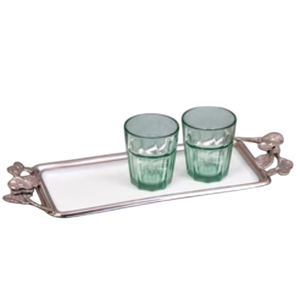 Unique Design Hammered Metal Serving Tray With Gold Designer Handles Prefect <b>Table</b> <b>Top</b> And Home <b>Decorative</b> Centerpiece Platter - Product Image 2