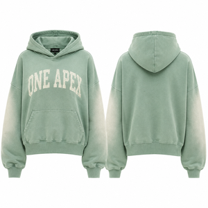เสื้อฮู้ดโอเวอร์ไซส์สำหรับผู้หญิง ONE APEX ผ้าฝ้ายฟลีซเนื้อหนาคุณภาพพรีเมียม ระบายอากาศได้ดี สีเขียวเซจ ล้างสีแบบวอช สเวตเชิ้ตสีพื้น - Product Image 3