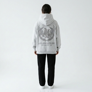 Sweat à capuche épais en molleton pour femme avec intérieur brossé 100 % coton brodé – Vêtements décontractés OEM – Usine de confection - Product Image 2