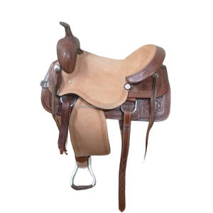 Cómodo sillín de cuerda occidental de alta calidad hecho de cuero genuino Cómodo cuerda de equitación con juego de tachuelas a juego - Product Image 1