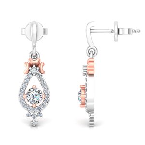Pendientes Colgantes de Oro Sólido de 14K con Diamantes Cultivados en Laboratorio de Corte Redondo y Diseño Clásico para Regalo, Fiestas, Aniversarios y Uso Diario - Product Image 3