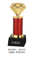 Trophy Diamond Shape Gold Plated Red Column Black Base Model 622 A B C Sports Award Engraving Durable metal trophy - Product Image 6
