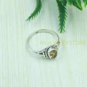 แหวนพลอยซิทรินสีเหลืองธรรมชาติ เงินแท้ 925 แหวนรูปไข่ทำมือสไตล์วินเทจ เครื่องประดับสำหรับผู้หญิง ขายส่ง - Product Image 2