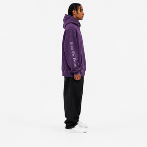 Sweat à capuche violet surdimensionné de qualité supérieure en molleton de coton épais, streetwear pour hommes, fabricant OEM personnalisé - Product Image 3