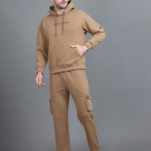 Ensemble de survêtement unisexe grande taille 100 % coton respirant avec sweat-shirt imprimé, pantalon de jogging en molleton, sweat à capuche uni pour l'automne, logo personnalisé - Product Image 3