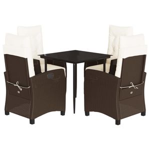 5 pezzi marrone Poly Rattan Patio Set da pranzo con cuscini eleganti mobili da esterno - Product Image 2