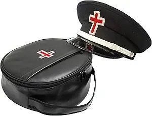 Casquette de Chevalier Templier Maçonnique brodée à la main avec étui de transport – Coiffe d'officier haut de gamme avec emblème de la Croix Rouge – Tailles S à XXL - Product Image 2