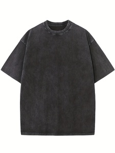 Camiseta Extra Grande de Algodón con Lavado Ácido Premium, Estilo Vintage, Personalizable con Logotipo, Unisex - Product Image 1