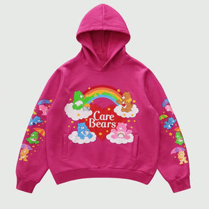 Conjunto de Sudadera con Capucha y Pantalones Deportivos Glory para Hombre, Diseño Personalizado con Estampado de Oso de Dibujos Animados y Arcoíris, 100% Algodón Felpa, Corte Regular - Product Image 3