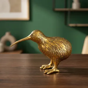 Sculpture artisanale en laiton d'oiseau kiwi, figurine d'oiseau exotique sans ailes, statue métallique détaillée d'oiseau sauvage, ornement de décoration de luxe pour la maison - Product Image 6