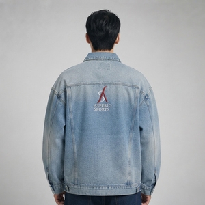 Vintage <b>Men</b> <b>Denim</b> <b>Jacket</b> Washed Cotton Trucker <b>Jacket</b> with Button Closure Classic Collar Chest Flap Pockets for Casual Daily - Product Image 2