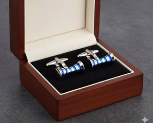 Mancuernillas Personalizadas de Lujo para Hombre |   Mancuernillas de Acero Inoxidable y Plata de Ley 925 |   Joyería al por mayor para puños de camisa de negocios y bodas - Product Image 2