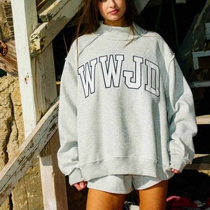 Felpa Girocollo Vintage Personalizzata American Dream in Cotone Felpato con Patch in Ciniglia, <span class=keywords><strong>Abbigliamento</strong></span> Universitario Greco - Product Image 4