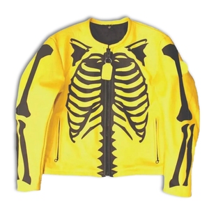 Unisex Handmade Sheepskin Leather Skeleton <b>Jacket</b> | Gothic Biker & <b>Punk</b> Bone Print Coat High-Volume Gothic & <b>Punk</b> Streetwear - Product Image 4
