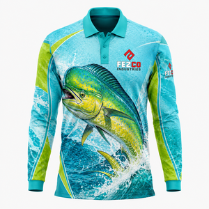 เสื้อตกปลาแขนยาวสำหรับผู้ผลิต ป้องกันรังสียูวี UPF 50+ เสื้อโปโลตกปลา โพลีเอสเตอร์ ป้องกันรังสียูวี ชุดตกปลา - Product Image 3